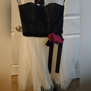 White House Black Market Strapless Black and White Dress